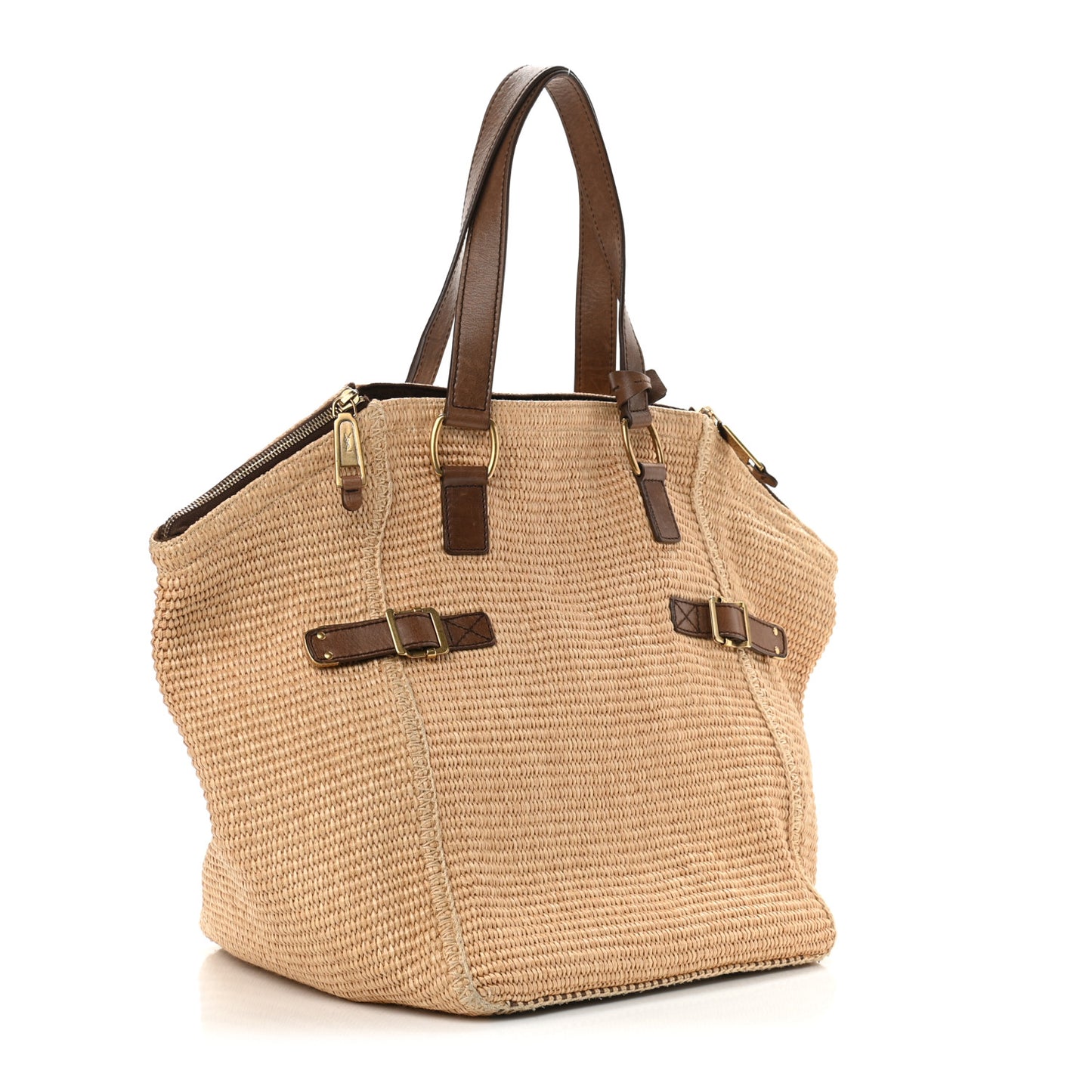 Straw Raffia Medium Downtown Tote Beige