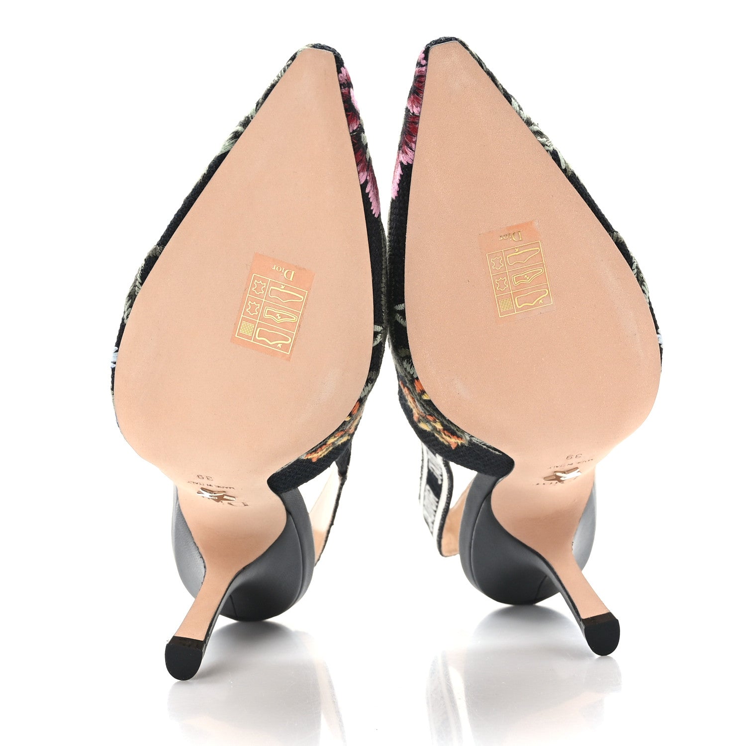 Christian Dior Ribbon Petites Fleurs Embroidered J'Adior Slingback 100mm Pumps 39 Black 5 of 8
