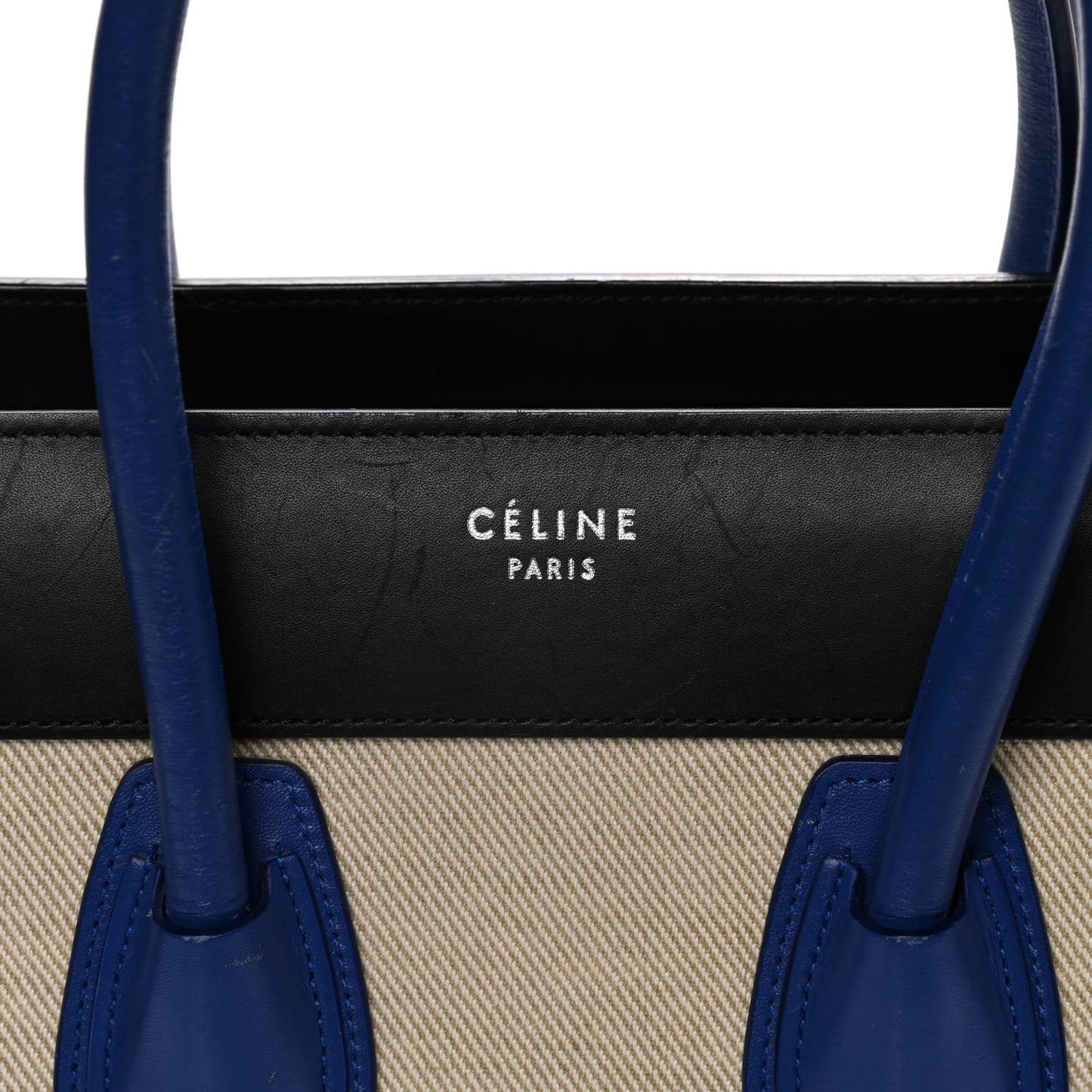 Canvas Smooth Calfskin Nano Tri-Color Luggage Natural Blue