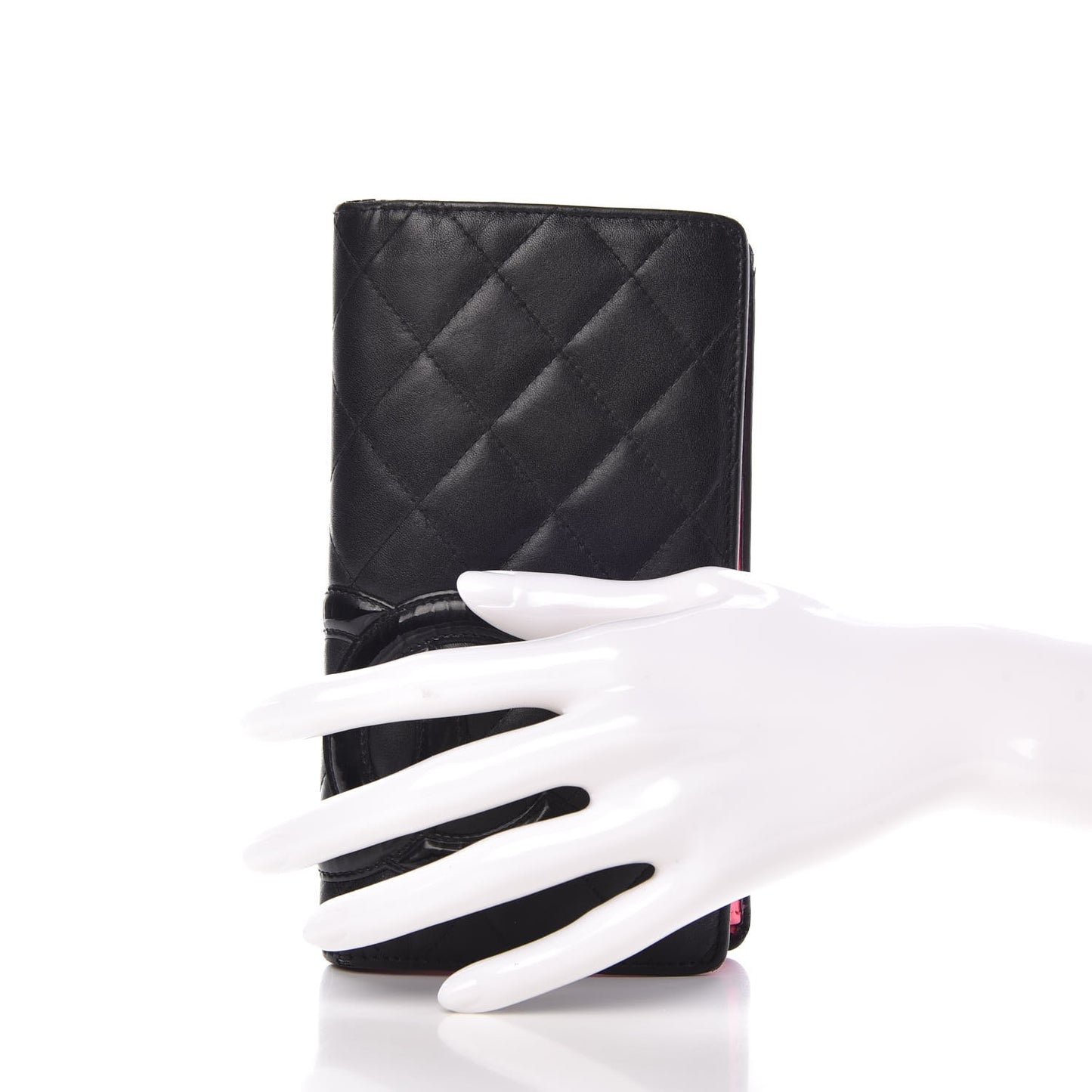 Calfskin Quilted Cambon Yen Wallet Black