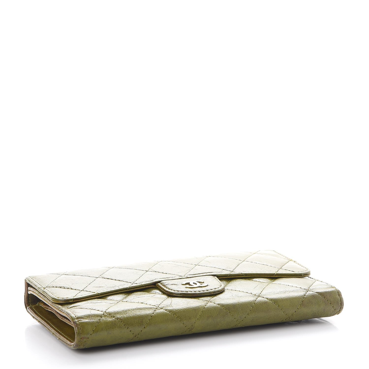 Chanel Calfskin Quilted Large Flap Wallet Green 4 of 14