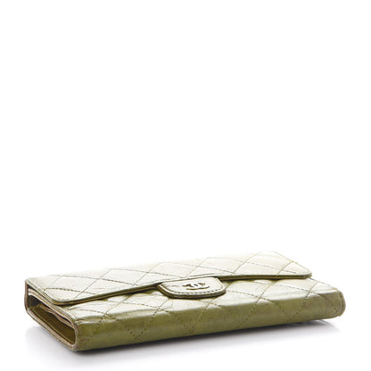 Chanel Calfskin Quilted Large Flap Wallet Green 4 of 14