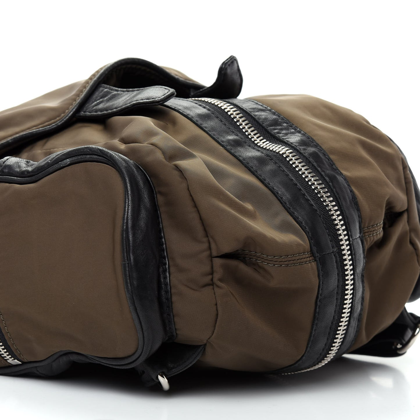 Lambskin Nylon Marti Backpack Military Green Nickel Hardware
