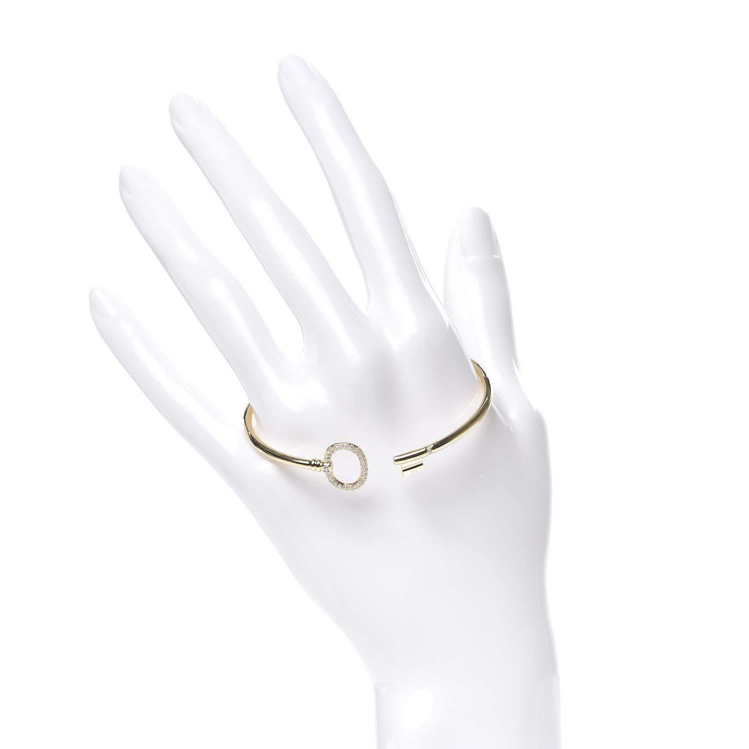 Tiffany 18K Yellow Gold Diamond Keys Wire Bracelet 2 of 5