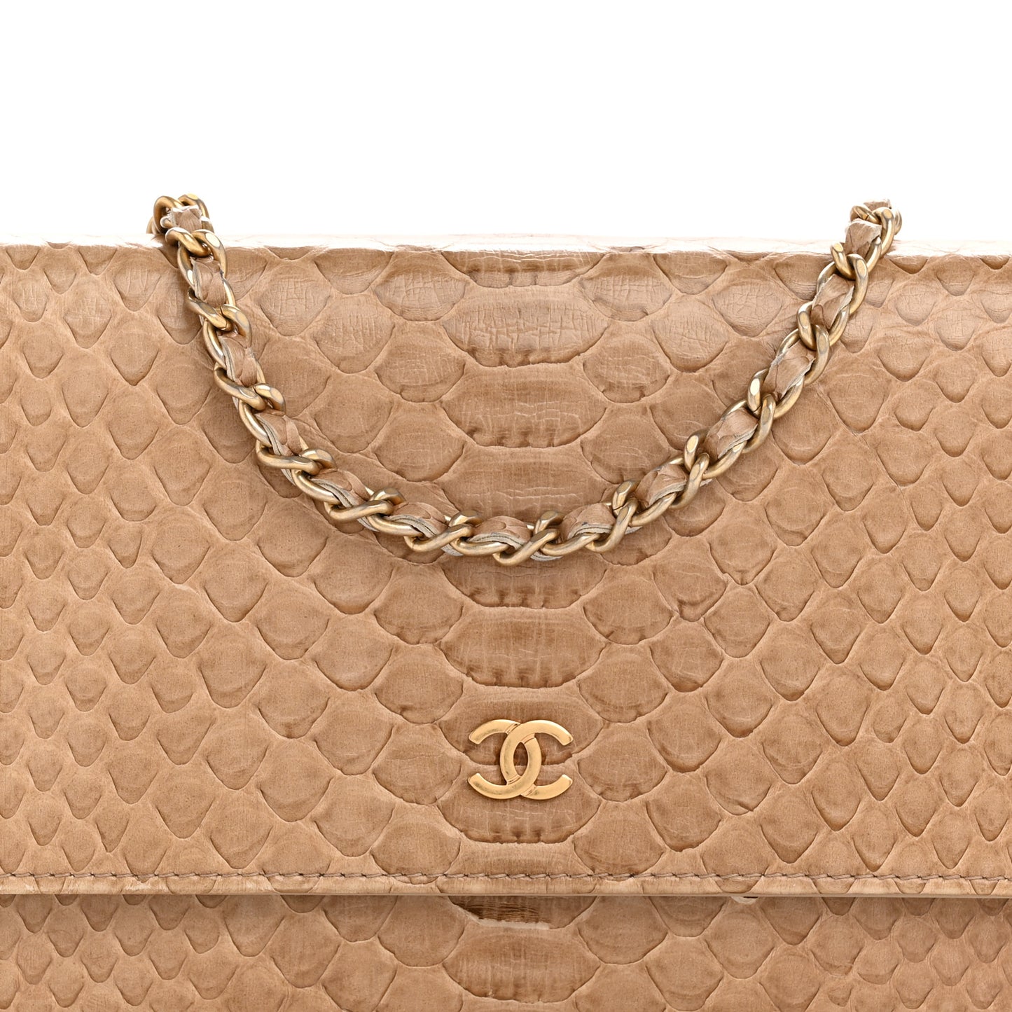 Snakeskin Wallet On Chain WOC Beige