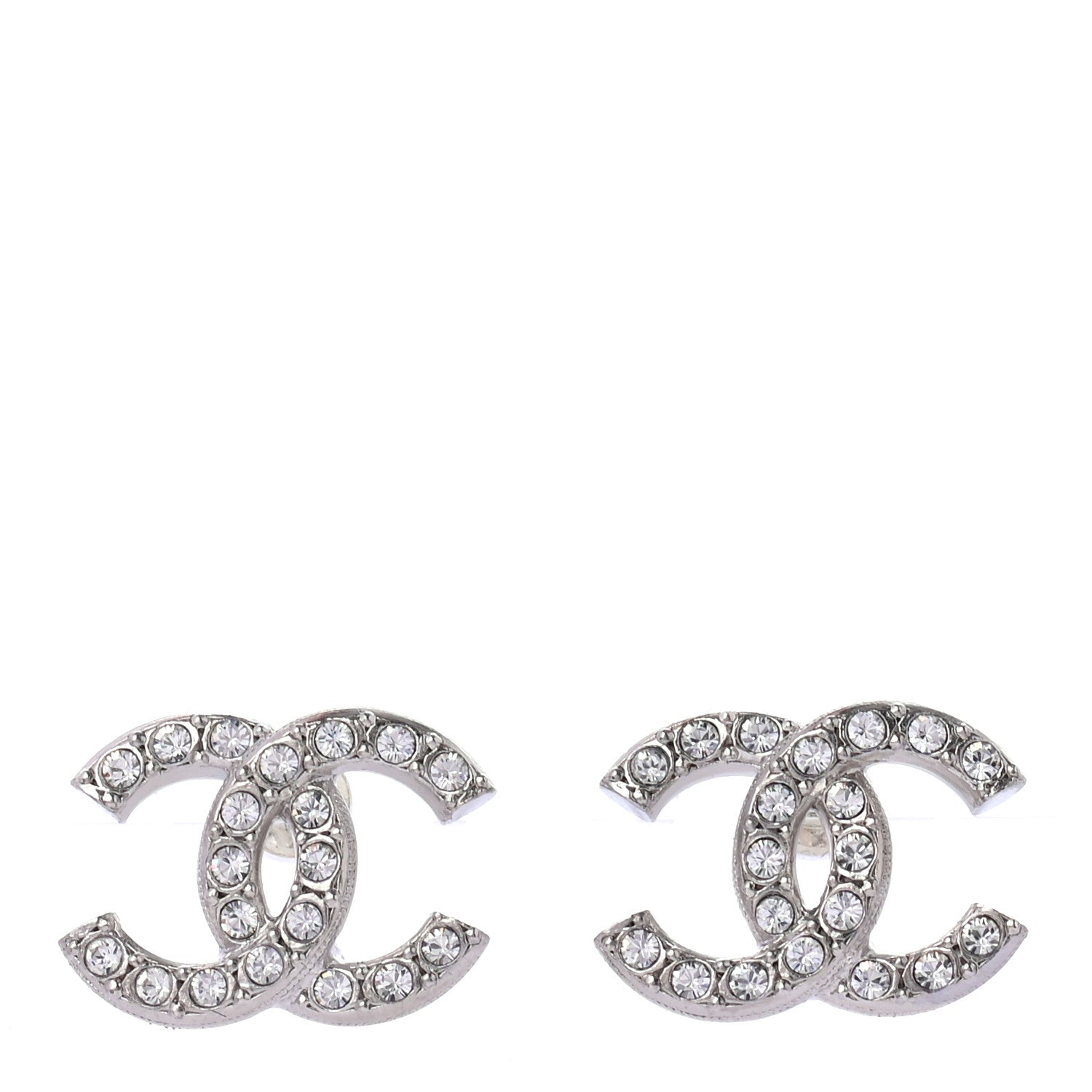 Chanel Crystal CC Earrings Silver 1 of 4