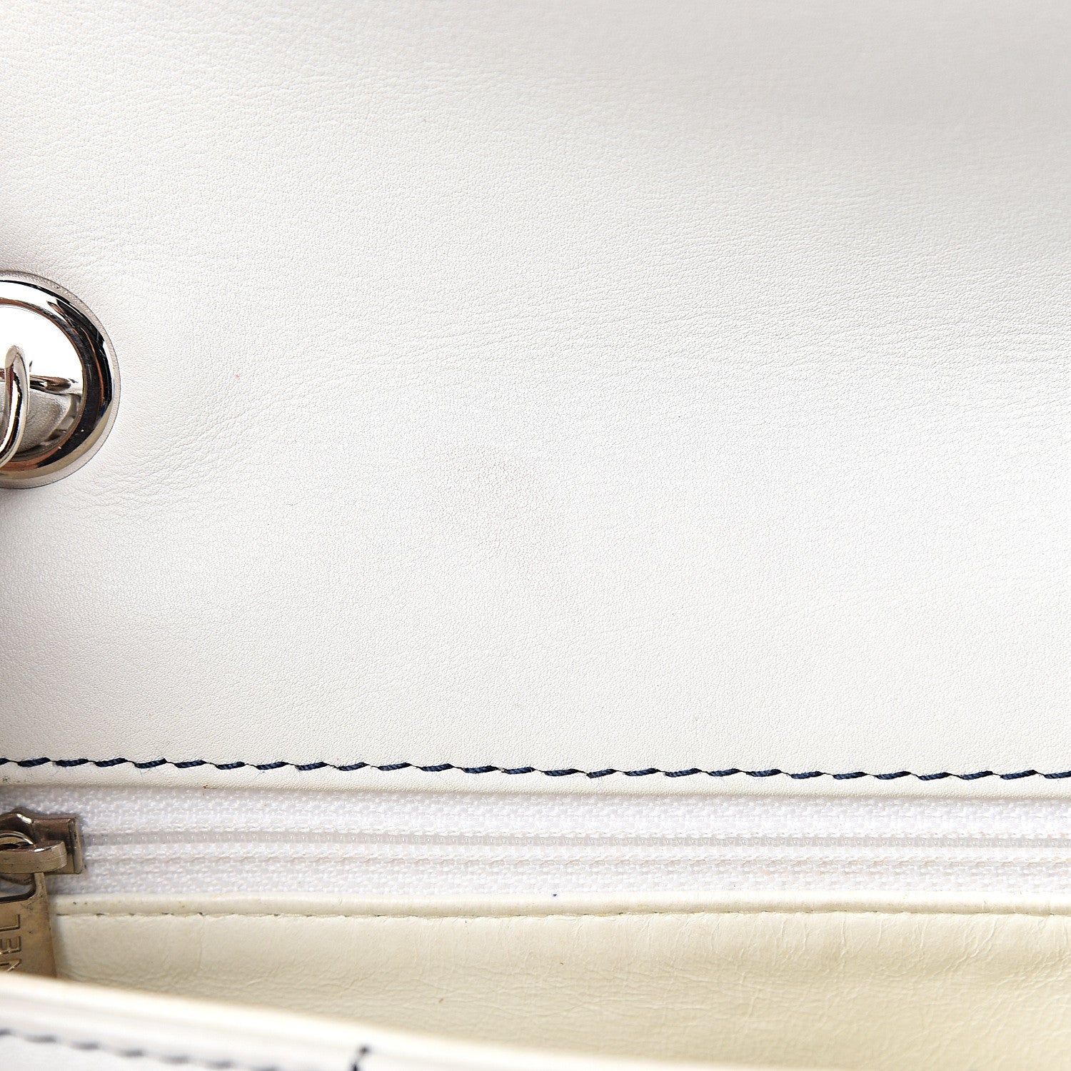 Chanel Lambskin Stitched Medium Chocolate Bar Flap White 5 of 13