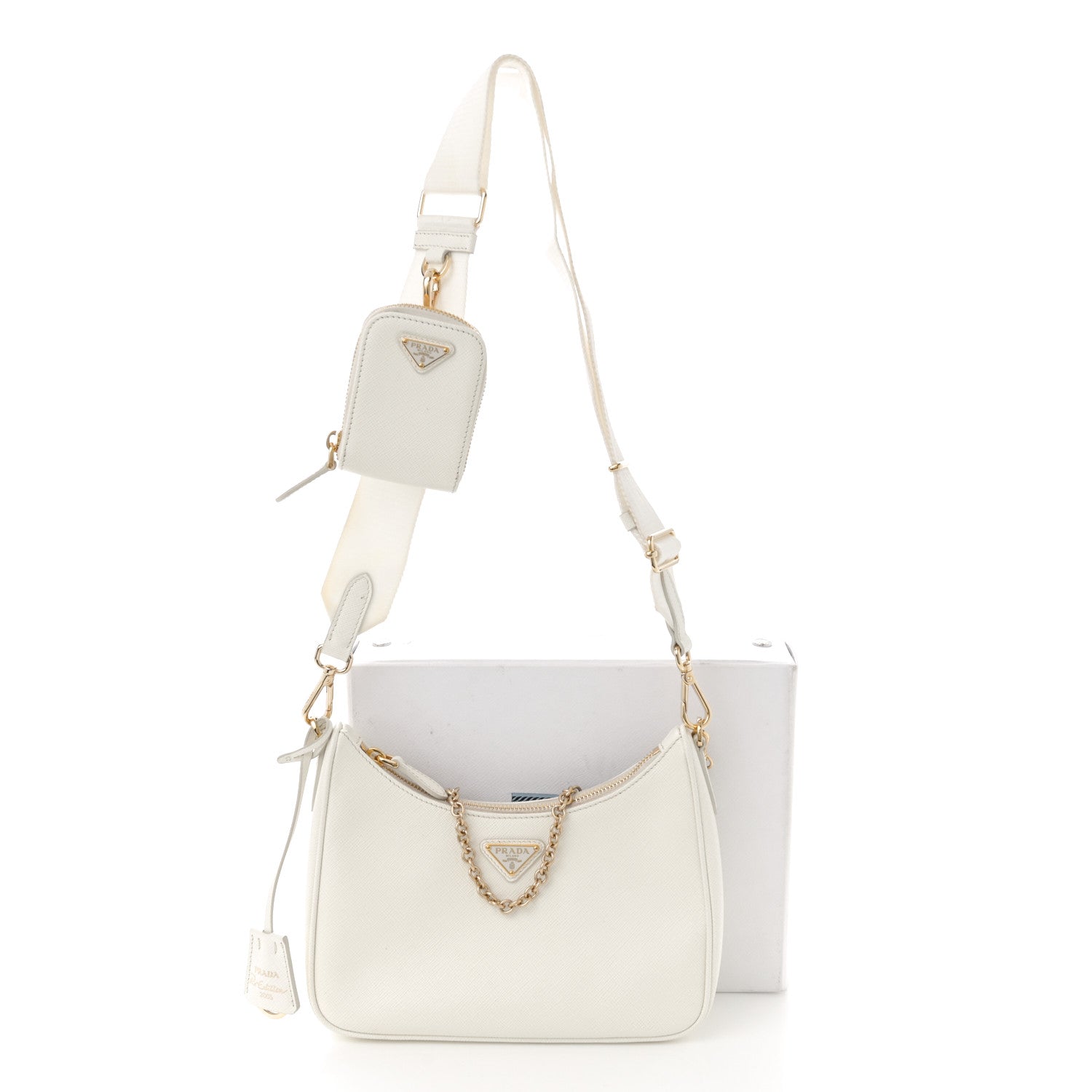 Prada Saffiano Re-Edition 2005 Shoulder Bag White 12 of 12