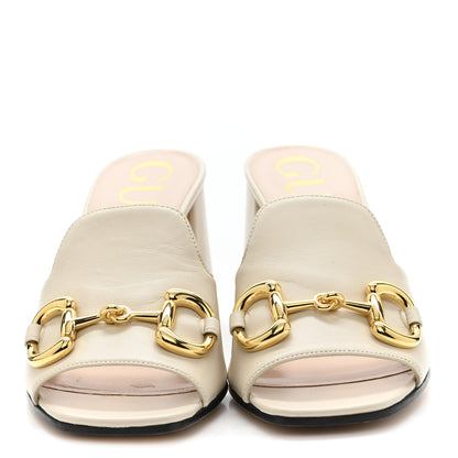 Gucci Nappa Horsebit 75mm Slide Sandals 37 Mystic White 3 of 12