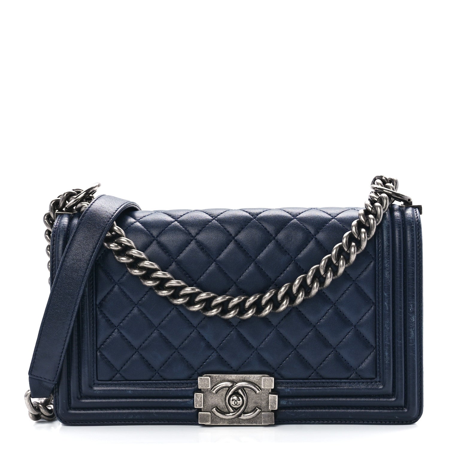 Chanel Lambskin Quilted Medium Boy Flap Dark Navy 1 of 11