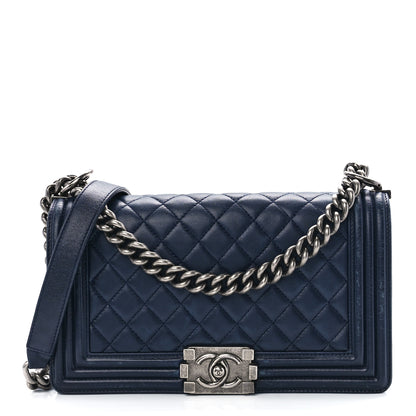 Chanel Lambskin Quilted Medium Boy Flap Dark Navy 1 of 11