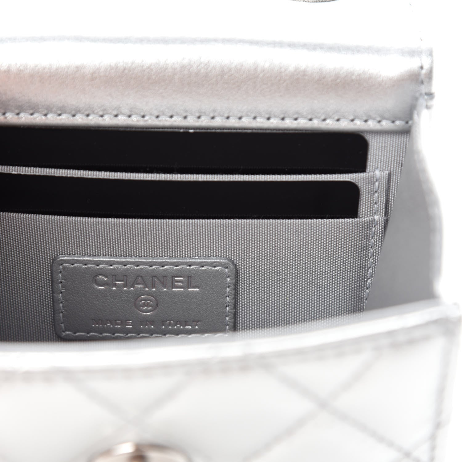 Chanel Metallic Lambskin Quilted Mini Trendy CC Chain Wallet Silver 8 of 10