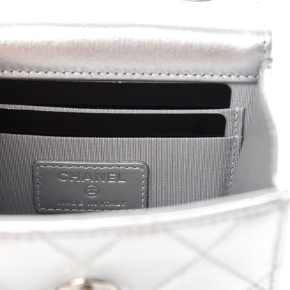 Chanel Metallic Lambskin Quilted Mini Trendy CC Chain Wallet Silver 8 of 10