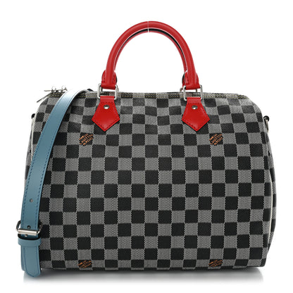 Louis Vuitton Damier Speedy Bandouliere 30 Black White 1 of 10