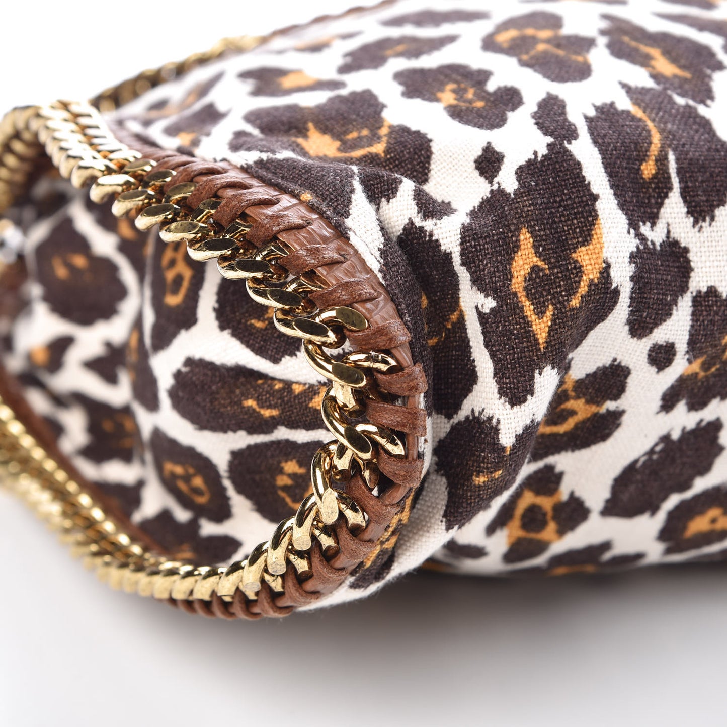 Linen Leopard Falabella Fold Over Tote Fawn