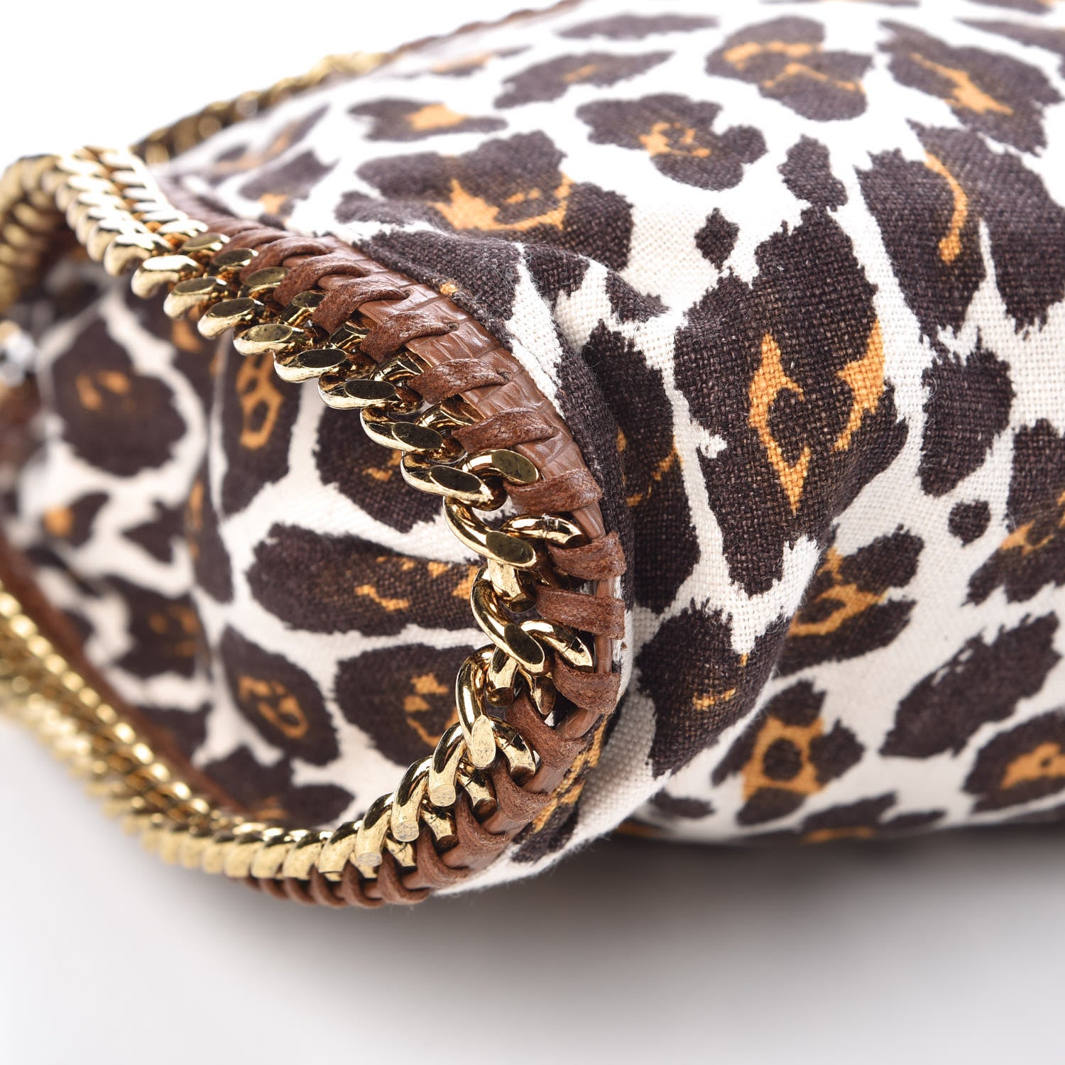 Stella McCartney Linen Leopard Falabella Fold Over Tote Fawn 8 of 9