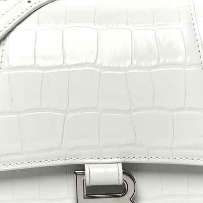 Balenciaga Calfskin Crocodile Embossed Small Hourglass Top Handle Bag White 7 of 14