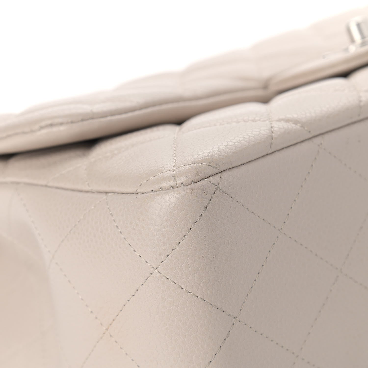Chanel Caviar Quilted Jumbo Single Flap Ecru 7 of 12