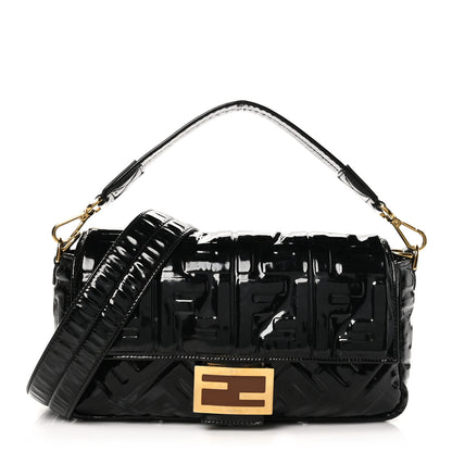 Fendi Patent FF 1974 Embossed Baguette Black 1 of 11
