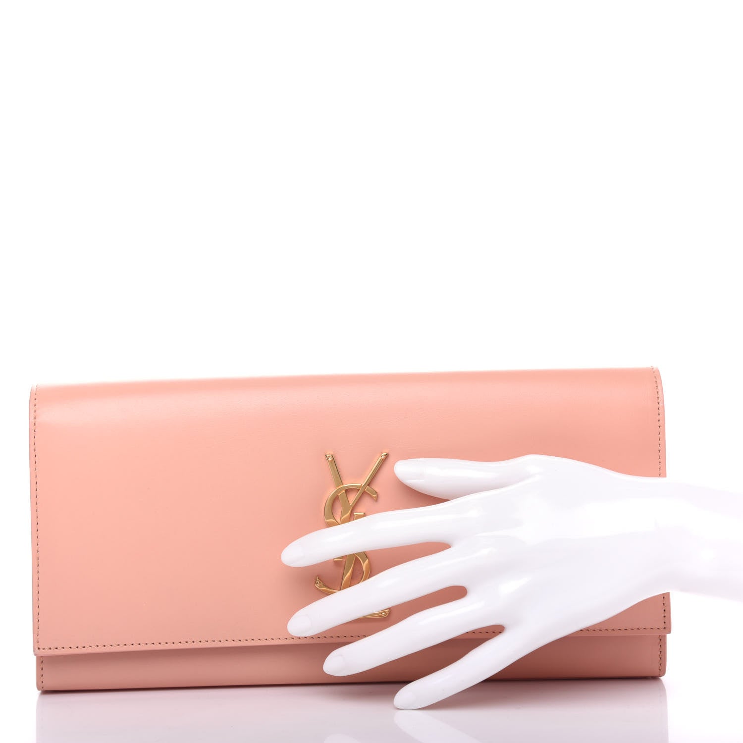 Saint Laurent Calfskin Classic Monogram Cassandre Clutch Blush 2 of 12