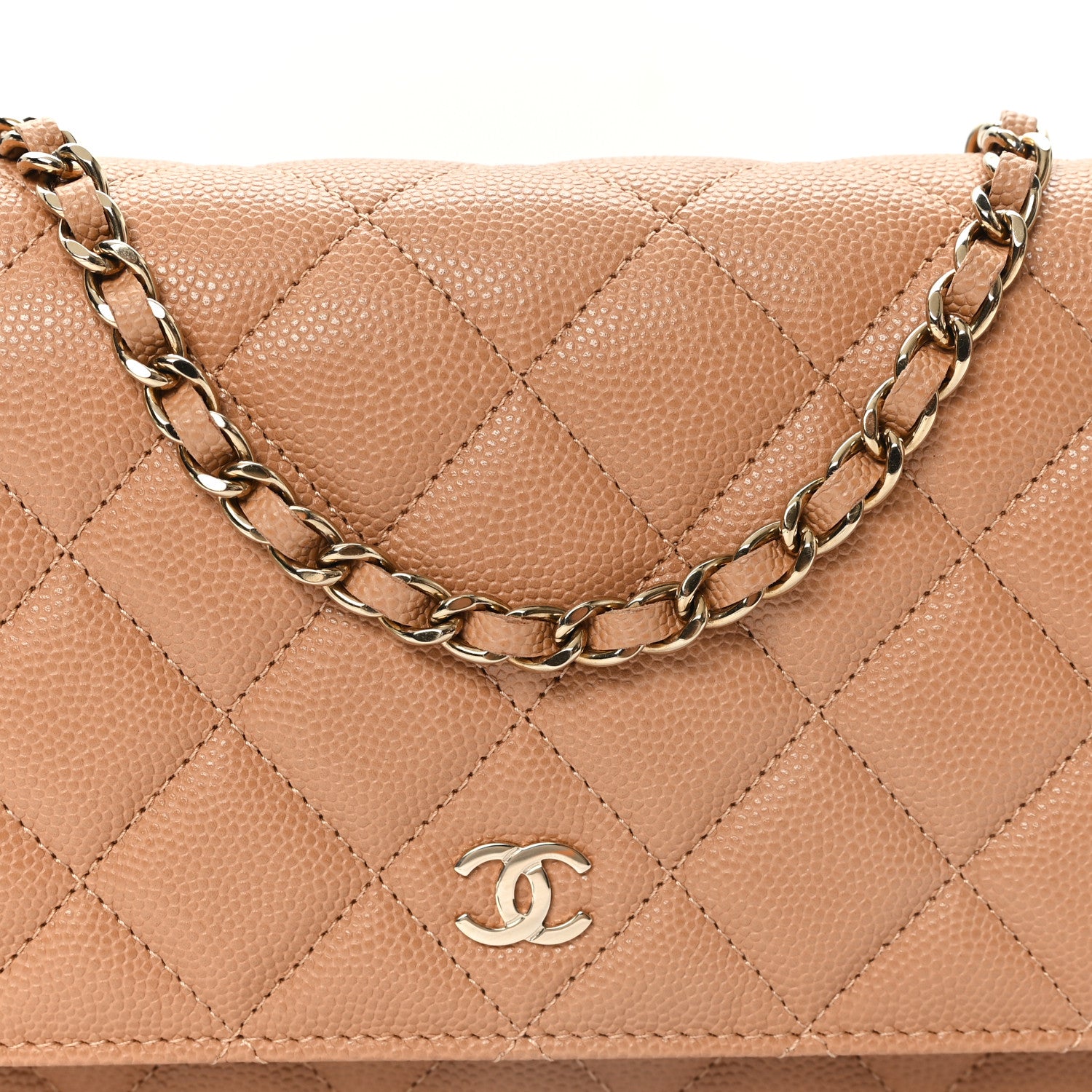 Chanel Caviar Quilted Wallet On Chain WOC Beige 9 of 12