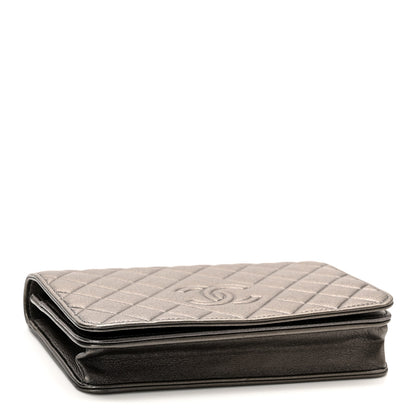 Chanel Metallic Goatskin Quilted Diamond CC Wallet On Chain WOC Pewter 4 of 12