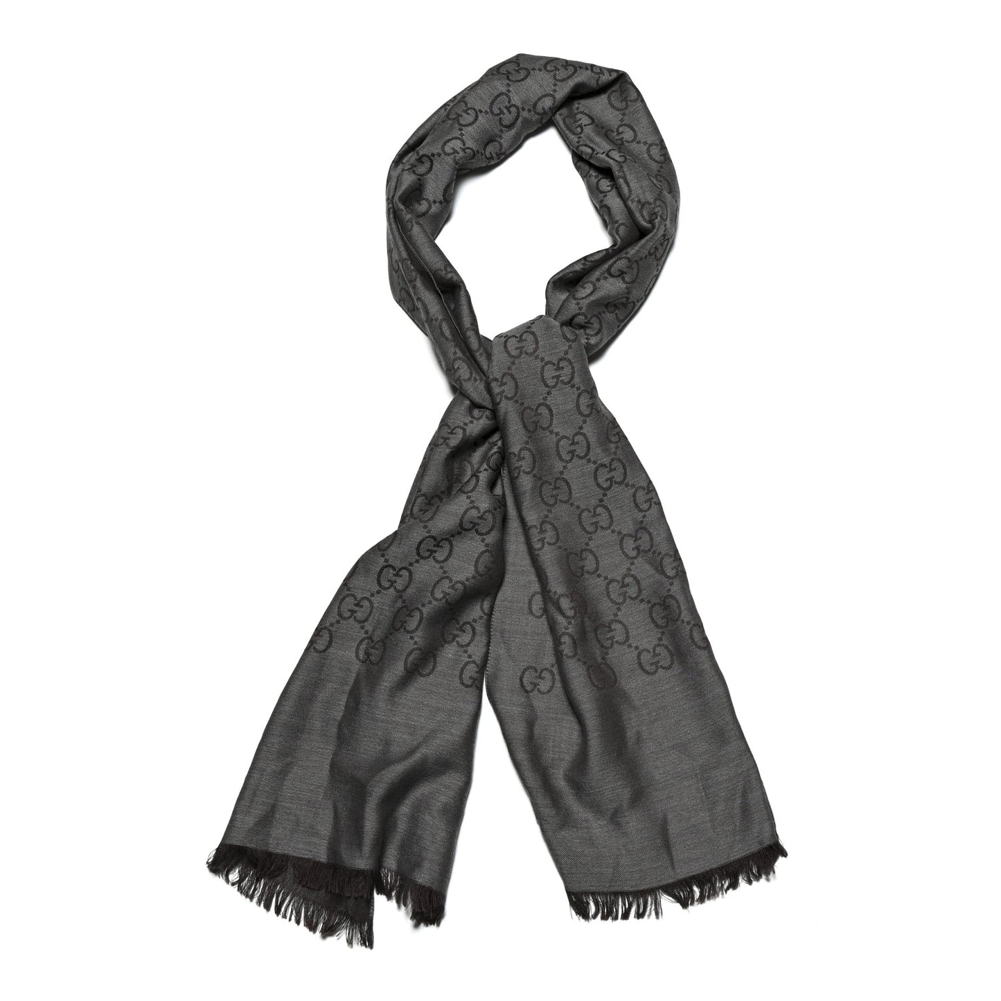 Wool Silk GG Monogram GGNat Scarf Anthracite