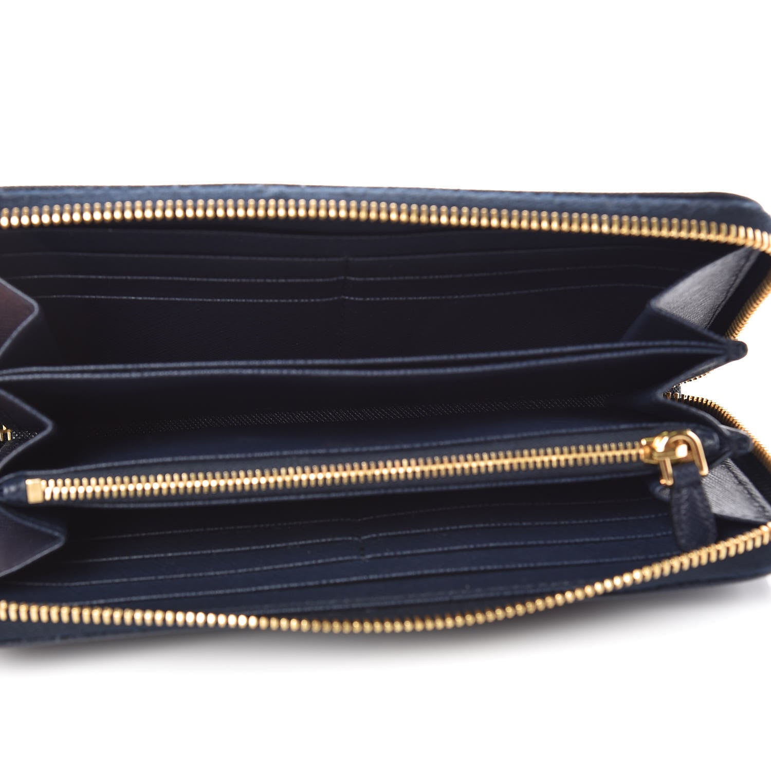Prada Saffiano Metal Zip Around Wallet Baltico 5 of 9