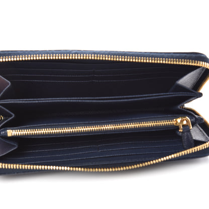 Prada Saffiano Metal Zip Around Wallet Baltico 5 of 9