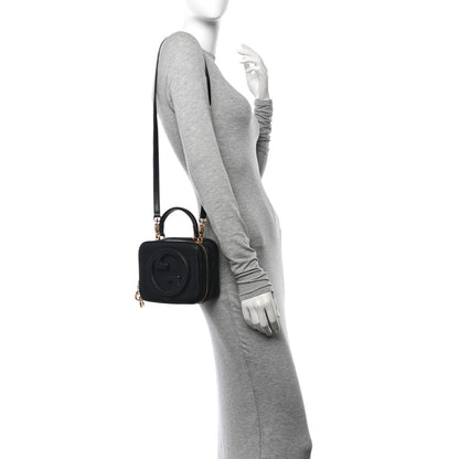 Gucci Sakai Be Green Calfskin Diagonal Stitched Blondie Top Handle Bag Black 2 of 11