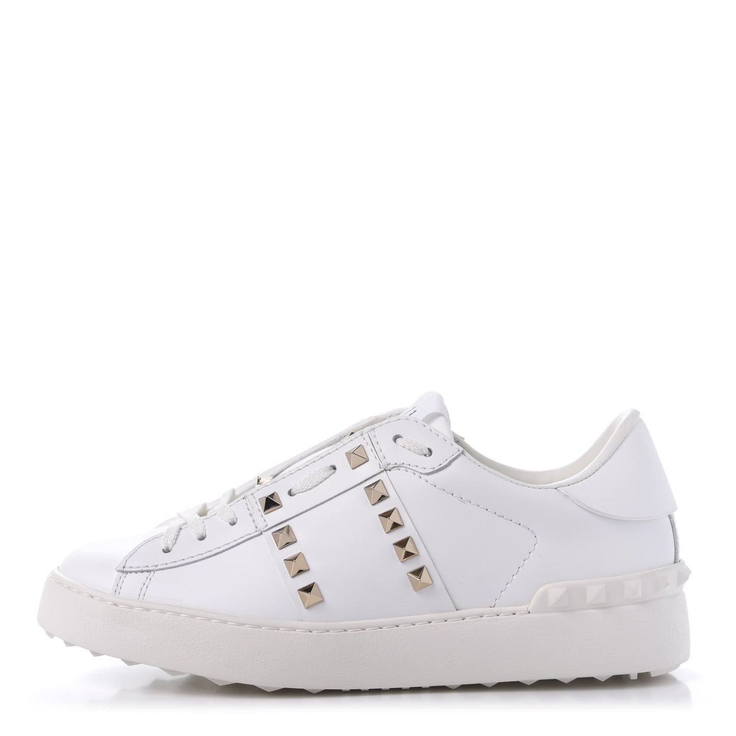 Calfskin Rockstud Untitled Open Sneakers 37.5 White