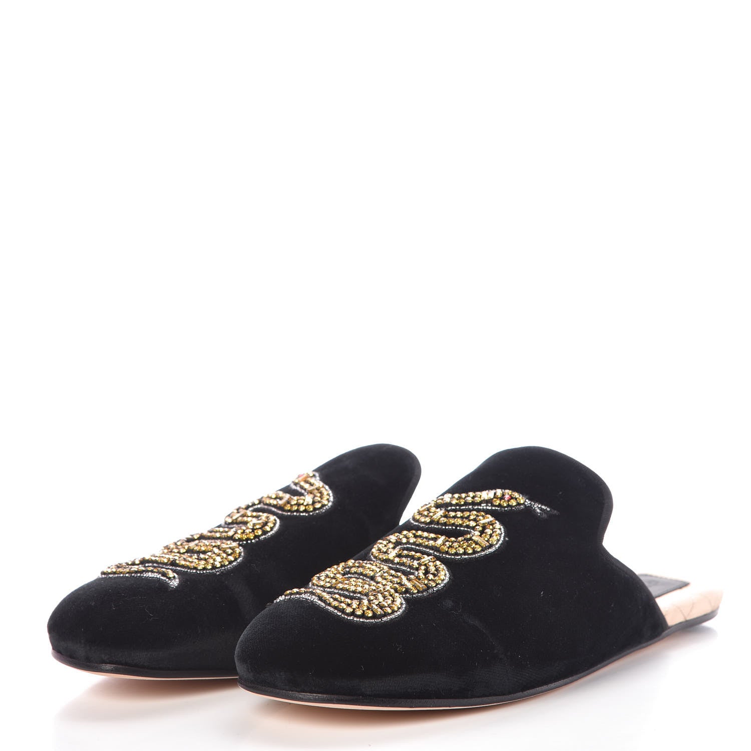Gucci Velvet Silk Embellished Platform Detachable Slide 38.5 Black 6 of 13