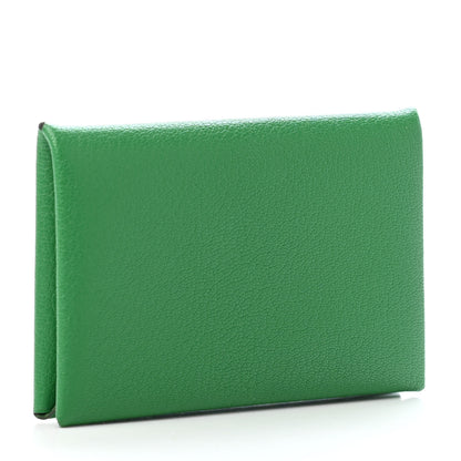 Hermes Chevre Chamkila Calvi Card Case Bamboo 2 of 4