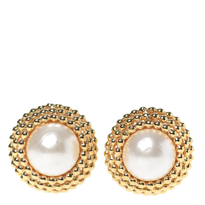 Chanel Pearl Clip On Earrings Gold 1 of 4