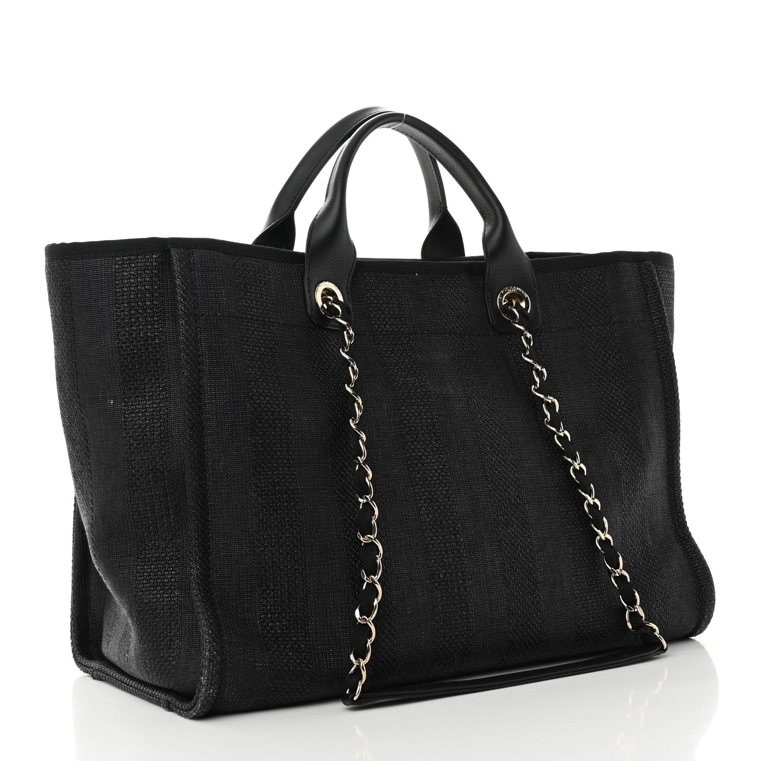 Chanel Mixed Fibers Calfskin Striped Medium Deauville Tote Black 3 of 11