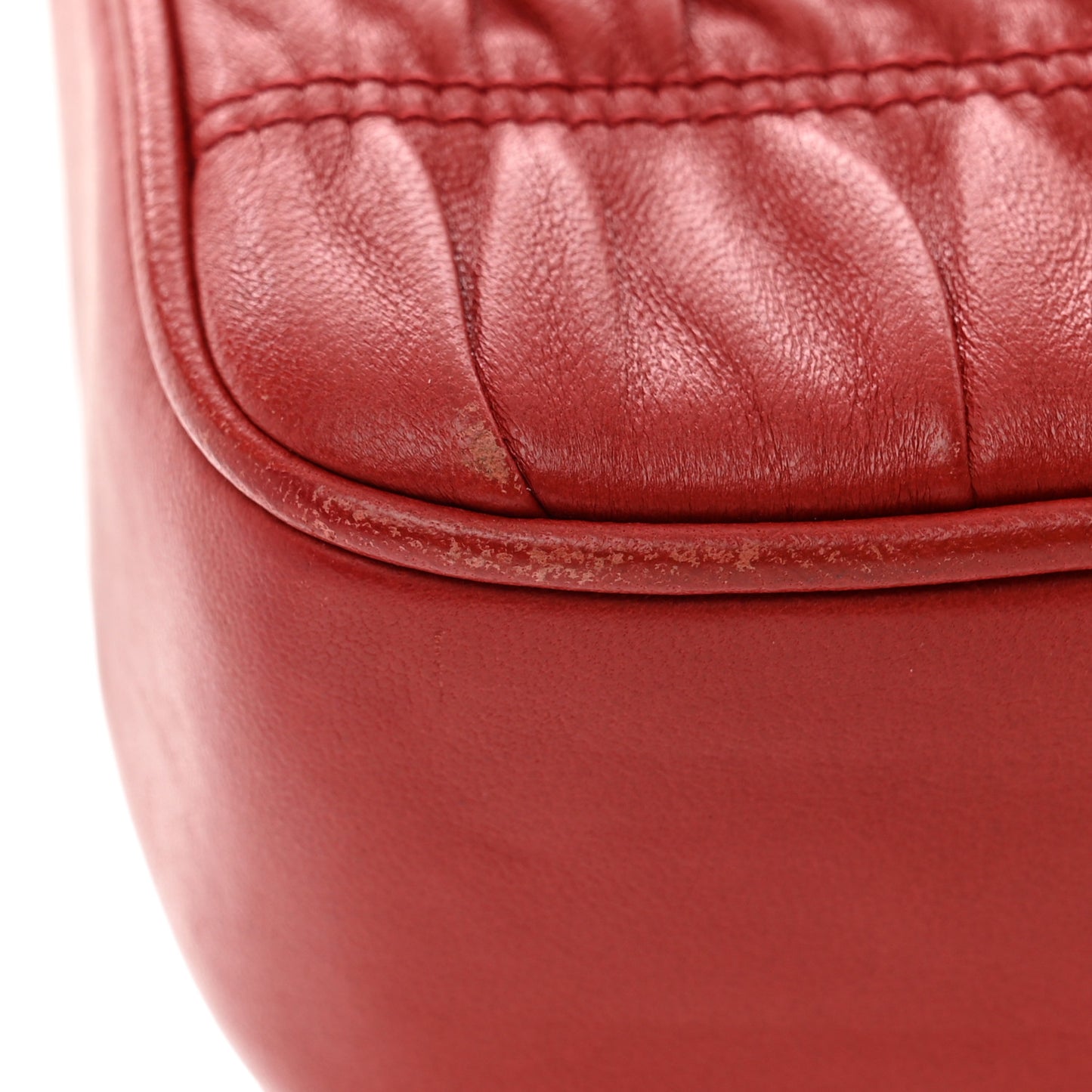 Nappa Gaufre Small Chain Flap Shoulder Bag Fuoco