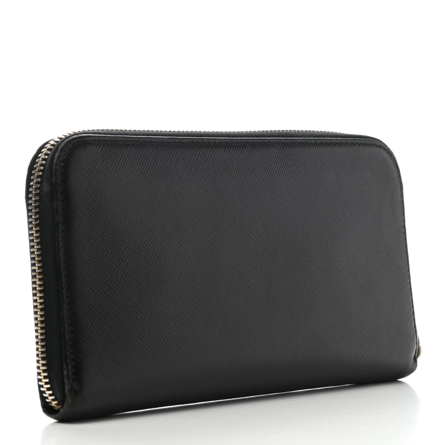 Saffiano Metal Zip Around Wallet Black