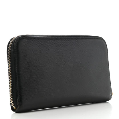 Prada Saffiano Metal Zip Around Wallet Black 3 of 10