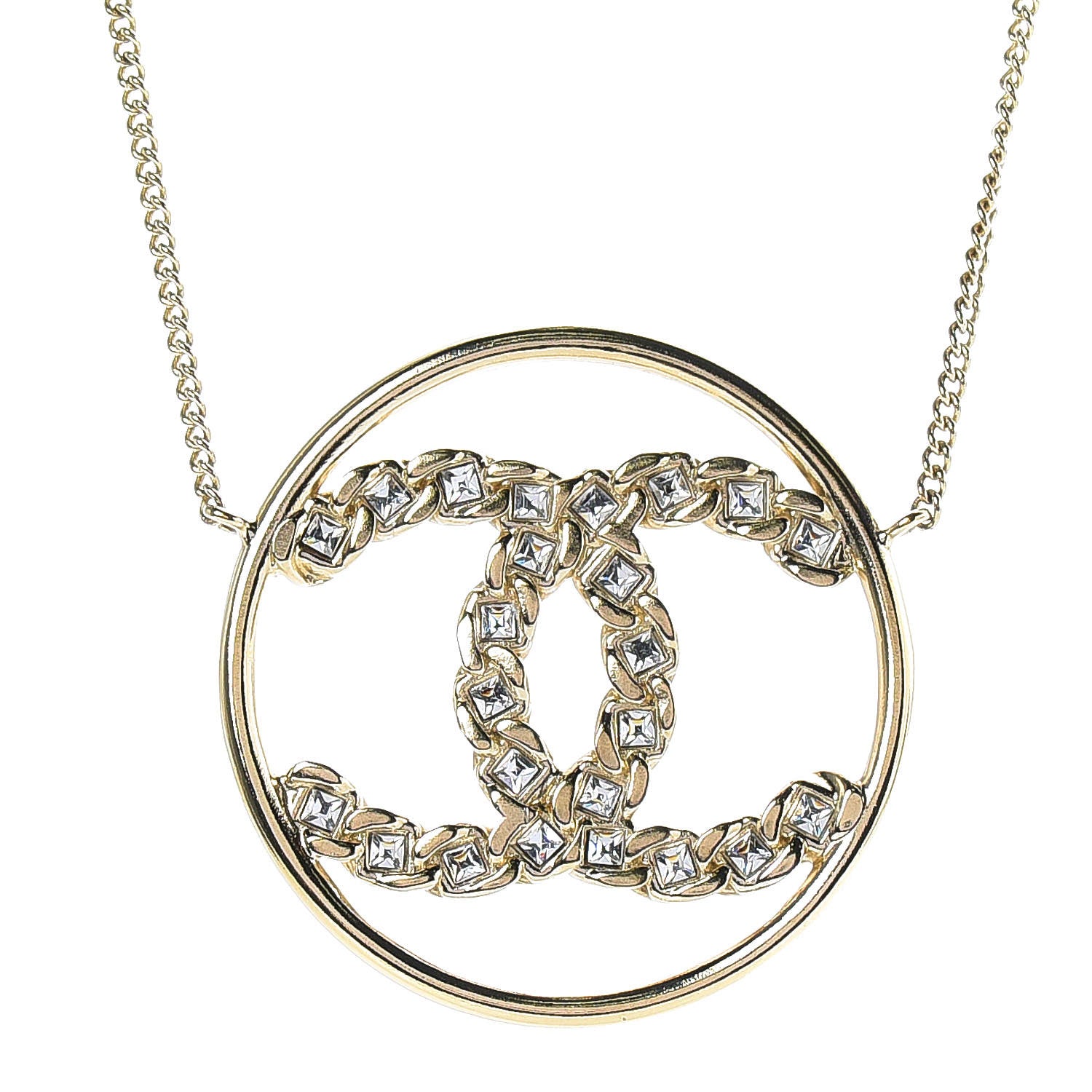 Chanel Baguette Crystal High Society CC Pendant Necklace Gold 4 of 7