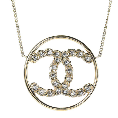 Chanel Baguette Crystal High Society CC Pendant Necklace Gold 4 of 7