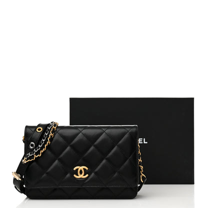Chanel Goatskin Quilted Quilted Like A Wallet Wallet On Chain WOC Black 12 of 12