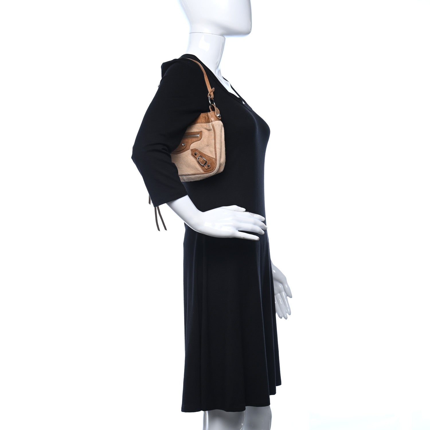 Balenciaga Chevre Pony Hair Classic Silver Hardware Shoulder Bag Camel 2 of 12
