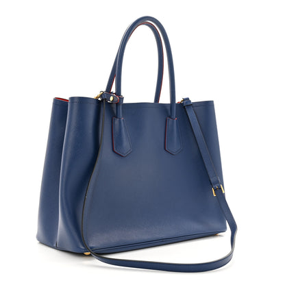 Prada Saffiano Cuir Large Double Bag Bleuette 3 of 31