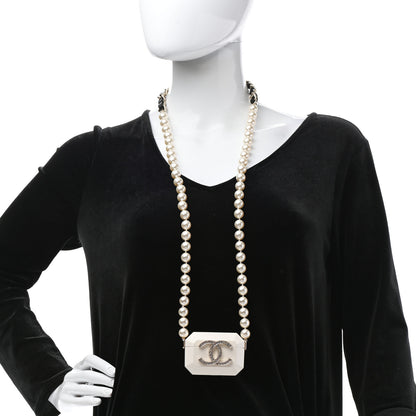 Chanel Resin Crystal Pearl Airpod Pro Case Necklace Gold White Pearly Black 2 of 5