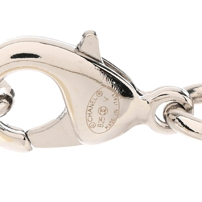 Chanel Graduated Pearl Crystal CC Long Necklace Silver 6 of 7
