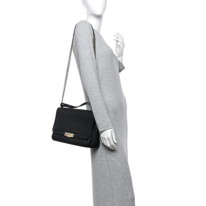 Chanel Grained Calfskin Quilted Large Label Click Flap Bag Black 2 of 10