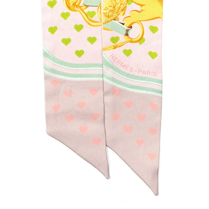 Hermes Silk Brides de Gala Love Twilly Parme Vert D Eau Vieux Rose 2 of 2