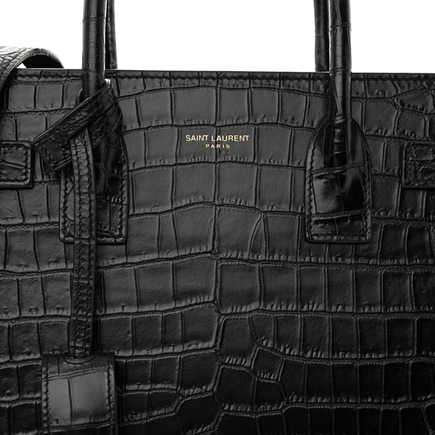 Saint Laurent Calfskin Crocodile Embossed Baby Sac De Jour Black 8 of 14