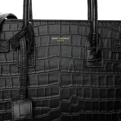 Saint Laurent Calfskin Crocodile Embossed Baby Sac De Jour Black 8 of 14