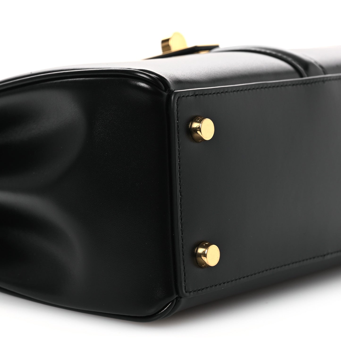 Satinated Calfskin Small 16 Top Handle Bag Black